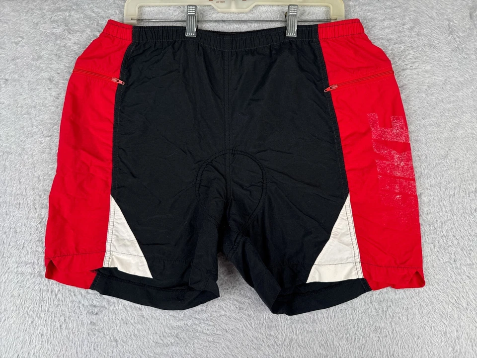 VINTAGE Pantalones Cortos de Ciclismo Nike Adulto Grande Rojo Negro Acolchado Bolsillos con Cremallera LEER Foto 1 de 4