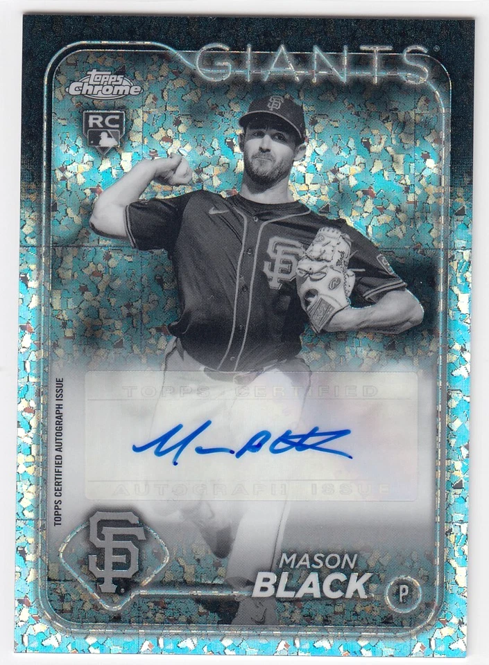 2024 Topps Chrome SP Black/White Diamond Rookie Auto Card of MASON BLACK Giants - Image 1 of 1