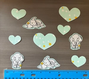 Sleepy Dumbo the Elephant with Hearts Iron on Fabric Appliques Pre-Cut - Picture 1 of 1