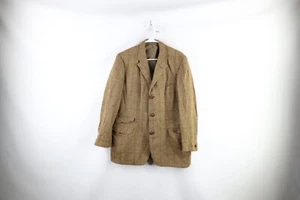 Vtg 70s Daks Mens 42L Wool Tweed Country 3 Button Suit Jacket Sport Coat Plaid - Picture 1 of 17
