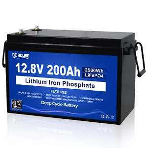 【£20 OFF】12V 200Ah LiFePO4 lithium Battery 4000+Cycles Built-in BMS Solar Marine - Picture 1 of 8