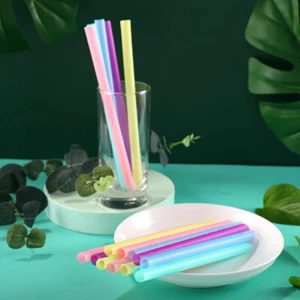 100pcs Large Drinking Straws Mixed Colors For Pearl Bubble Milk Tea Smooth ZS - Picture 1 of 9