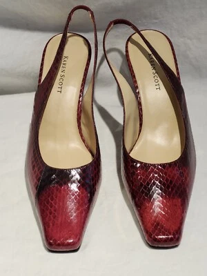 Karen Scott Wine/Red Leather STILETTO-Slingback Womens Size 7M Prom Chic - Image 1 of 4
