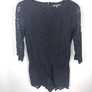 Michael Stars Romper Womens Size Small Black Lace Lined Cocktail Floral 