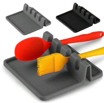 1 PC Silicone Utensil Rest with Drip Pad - Heat Resistant for Multiple Tools - Image 1 of 4