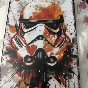 RETRO LICENSED STAR WARS STORM TROPER ANTIQUE LOOK TIN SIGN SHED - Picture 1 of 3