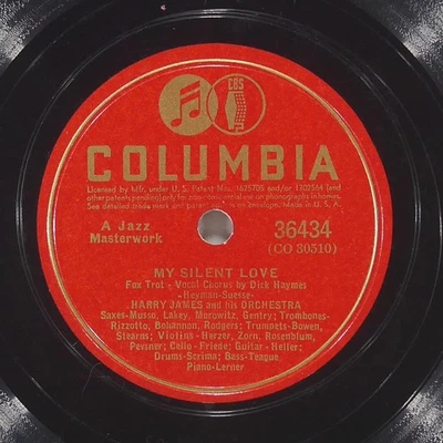 HARRY JAMES My Melancholy Baby / My Silent Love COLUMBIA 36434 VG 78 1941 10" Foto 1 de 4