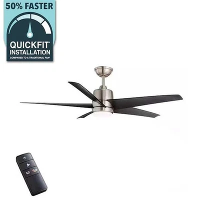 Hampton Bay Mena 54 in. Integrated LED Indoor/Outdoor Brushed Nickel Ceiling Fan - Image 1 of 4