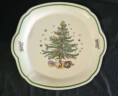 Nikko Navidad 10" Bandeja para servir Plato para galletas Plato Árbol de Navidad Japón Foto 1 de 4