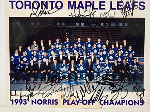 1993 Leafs Norris Champs 8x10 Photo Multi-Signed Gilmour Clark Potvin Burns - Bild 1 von 15