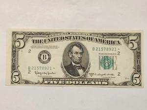 1950 D $5 FEDERAL RESERVE STAR NOTE NEW YORK District # B21578921* - Picture 1 of 3