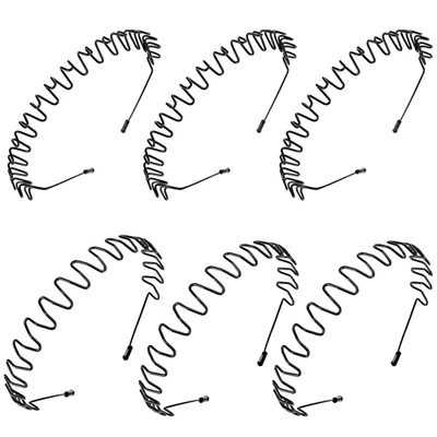 WILLBOND 6 Pcs Metal Headbands Spring Wavy Unisex Hairband Hair Hoop Black Nonsl - Image 1 of 4