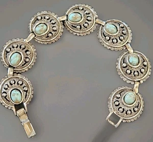 Sarah Coventry Western Style Bracelet Faux Turquoise Vintage Silver 7 inches - Picture 1 of 2