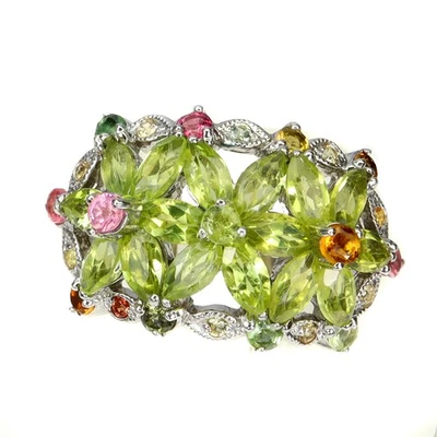 925 Sterling Silver Ring Marquise Peridot 6x3mm Sapphire Gemstone Jewelry Size 9 - Image 1 of 4