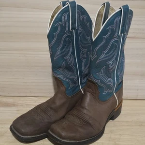 VTG WOMENS NOCONA SQUARE TOE COWBOY BROWN BOOTS SIZE 7.5 B - Picture 1 of 15
