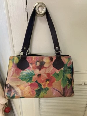 Bolsa de mão de couro vintage Maurizio Taiuti linda bolsa floral feita na Itália - Imagem 1 de 4