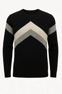 Lovely Cullen Womens Super Soft 100% Cashmere Striped Sweater Grey & Black XL - Picture 1 of 6