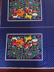 Quilt Fabric Panel Animals Under Tree Unicorn Sheep Pig Owl ++  45”x35” Cranston - Picture 1 of 5