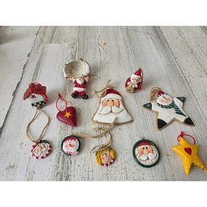 Vintage Eddie Walker Santa Mini Ornament Set Glocke Schneemann Vogel Herz Stern klein - Bild 1 von 5