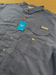 Columbia Hemd Herren 3XL PFG Bonehead Kurzarm Knopfleiste blau belüftet Angeln - Bild 1 von 9