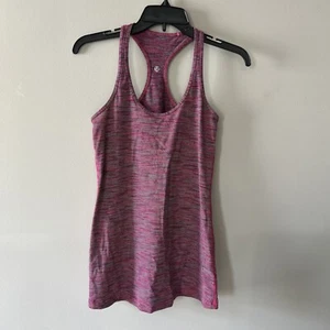 Lululemon Cool Racerback Tank Top Pink Black Stripe Size 6 - Picture 1 of 7