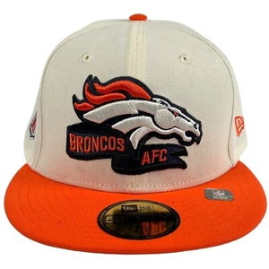 New Era 59Fifty Denver Broncos AFC Banner Two Tone Fitted Hat Cream/Orange - Picture 1 of 20