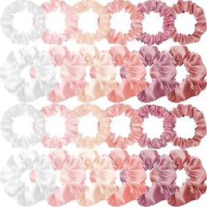 24 Pieces Satin Hair Scrunchies Silk Elastic Hair Bands Skinny Hair Ties Rope... - Picture 1 of 7
