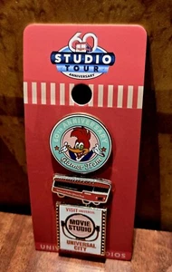 UNIVERSAL STUDIOS TOUR 60th ANNIVERSARY GLAMOR TRAM WOODY WOODPECKER PIN SET - Picture 1 of 3