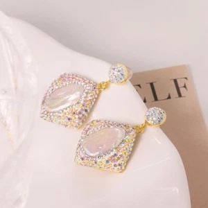D17 Orecchini Placcato Oro Frizzante Con Barockperle Spina IN Argento 925 - Foto 1 di 9