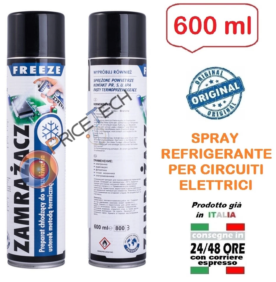 TERMOPASTY SPRAY FREDDO REFRIGERANTE GHIACCIO FREEZE da 600 ML -55C PER CIRCUITI ELETTRICI