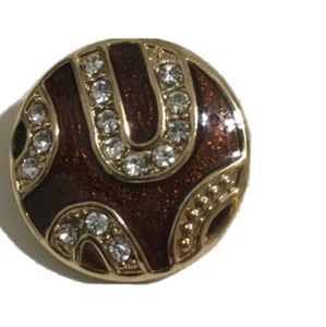 Snap Charm Jewelry Gold with Copper Brown and Rhinestones 18 mm. - Picture 1 of 2
