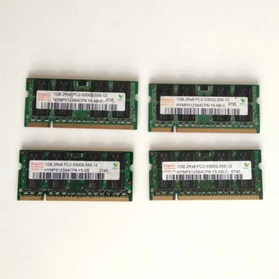 Hynix 4GB (4x1GB) 2Rx8 PC2-5300S-555-12 SDRAM Laptop Memory - Image 1 of 2