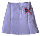OK47 Skull and Roses Stretchy A-Line Skirt Low waist Back Zipper Knee Length NEW