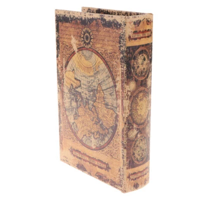 World Map Pattern Book Prop Vintage Style Book Storage Case for Home Decor - Image 1 of 4