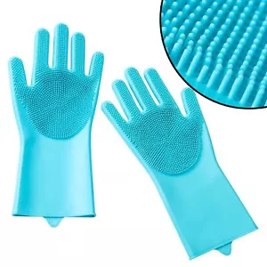 Guantes de silicona para lavar mágicos - limpieza texturizada fregar el pelo de mascotas goma - Imagen 1 de 5