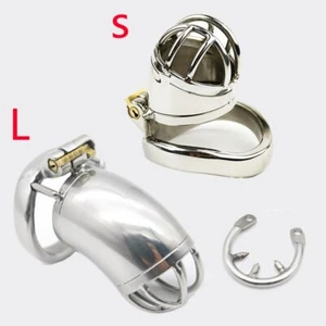 Male Stainless Steel Cage Ring Chastity Device with Stealth New Bird Lock - Picture 1 of 15
