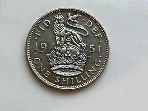 1951 GEORGE VI PROOF ENGLISH SHILLING Copper-nickel 5.66 g ⌀ 23.5 mm KM# 876 - Picture 1 of 5