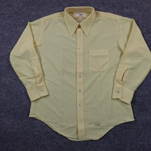 Vintage 70s Arrow Knits Shirt Mens 17 33 Yellow Dagger Collar Disco Button 13546 - Picture 1 of 9
