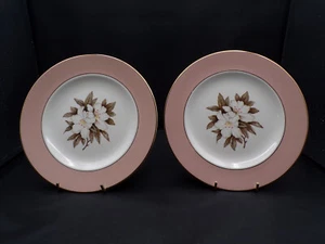 2 USA 1950s Vintage Sevron Fair Lady Pattern Gold Trim Lunch Plates 8-1/4" F25 - Picture 1 of 10