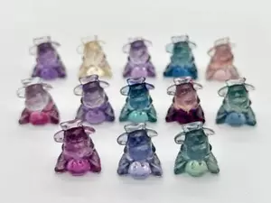 A+++ 0.7" Natural Rainbow Fluorite cow Quartz Crystal Skull Reiki Mineral 1pc - Picture 1 of 10