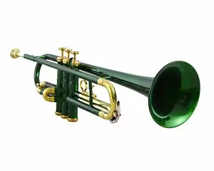 Sai Musical India Trumpet Brass beautiful green color free hard case and MP. - Picture 1 of 4