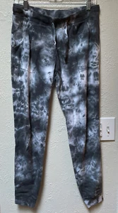 WOMEN'S GREEN TEA Gray TIE-DYE Soft DRAWSTRING WAIST & ANKLE JOGGER SWEATPANTS S - Picture 1 of 6