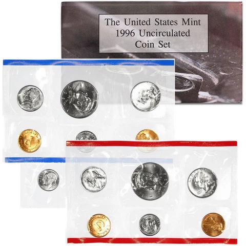 1996 Mint Set Original Envelope 11 Brilliant Uncirculated US Coins Cover