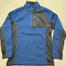 SPYDER Jacket Mens Large Blue Pullover Quarter Zip Mock Neck Ribbed Zip Pockets