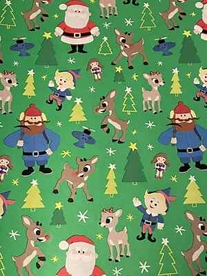 PLUS MARK LLC Rudolph Red Nosed Reindeer Santa Gift Wrapping Paper 2 Yard FOLDED Decoupage