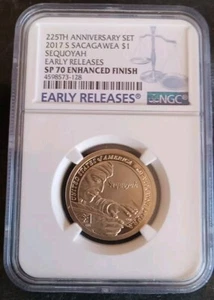 NGC SP70 2017-S Sequoyah Enhanced  Finish 225th Anniversary Dollar  - Picture 1 of 2