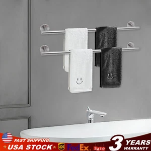 2Pcs Modern Towel Bar Rail Stainless Steel Wall Mounted Bathroom Hang Holder 24” - Picture 1 of 11