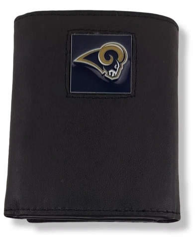 NFL St Louis Rams Logo Black Leather Trifold Wallet 12052214 Cover