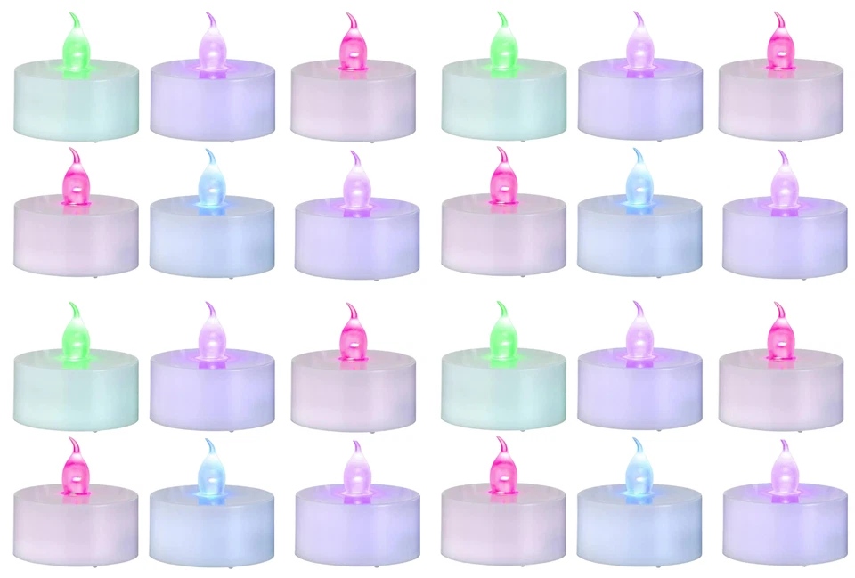 24 Battery Operated Color Changing LED Tea Light Candles Valentines Easter Decor - Image 1 of 4