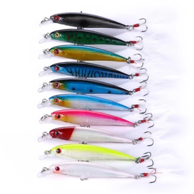 10 Stück 9cm/8g Minnow Crankbait Kunstköder Fischköder Wobbler Angeln Köder - Bild 1 von 4